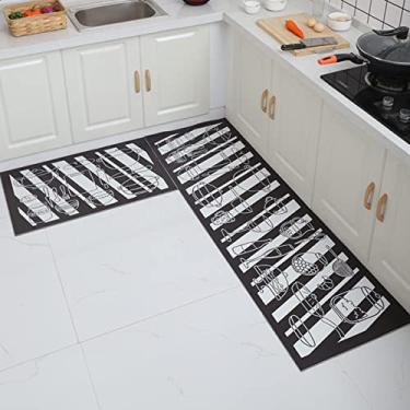 Imagem de youyoucool Tapete de cozinha confortável para o chão, 1 peça de couro, impermeável, à prova de óleo, antiderrapante, tapete acolchoado antifadiga, 61 x 89 cm