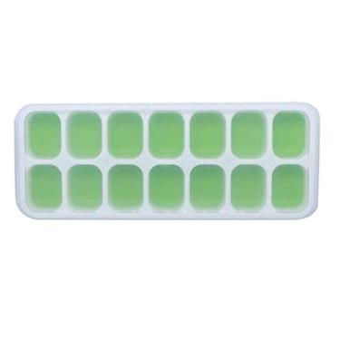 Imagem de Bandeja de cubo de gelo 14 grade silicone cubo de gelo molde com tampa transparente picolé cozinha molde de verão suco doméstico bandeja de gelo acessórios bebida fria geleia doce molde de cubo de gelo (cor: a)