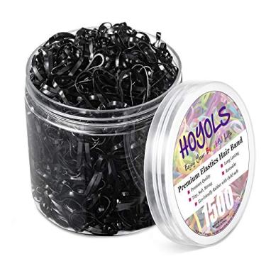 Imagem de HOYOLS Tiras de cabelo elásticas pretas com tiras de borracha mini suporte de rabo de cavalo macio para crianças, bebês, meninas, pacote de TPU 1500