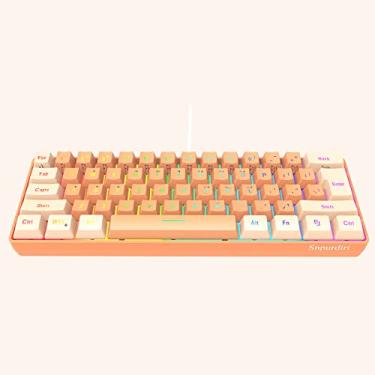 Imagem de Snpurdiri Teclado para jogos 60% com fio, miniteclado ultra compacto com retroiluminação RGB, mini teclado compacto impermeável de 61 teclas para PC/Mac Gamer, Typist, viagem (creme e laranja)