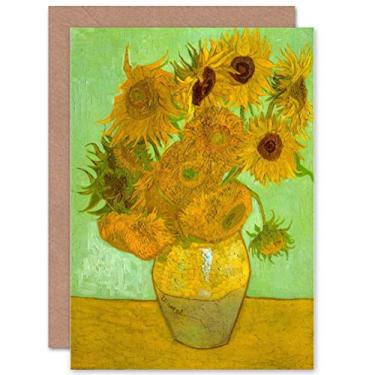 Imagem de Wee Blue Coo Vincent Van Gogh Twelve Girassóis Old Master Pintura selada Cartão de felicitações Plus Envelope em branco por dentro