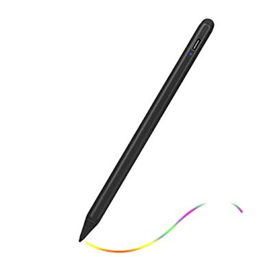 Imagem de Caneta Stylus Pencil 2021 para iPad 9ª/8ª/7ª/6ª geração com rejeição de palma, recarga tipo C, ponta fina de 1,5 mm, compatível com Apple Pencil 2ª geração para iPad 9/8/7/6, preto