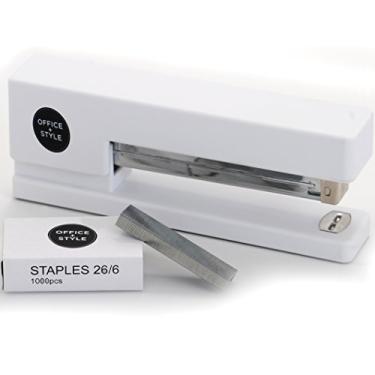 Imagem de Office Style Grampeador antideslizante de tiras completas, sem atolamento, branco
