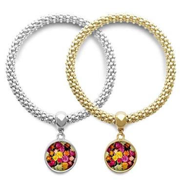 Imagem de DIYthinker Pulseira de amante de rosas brancas, rosa, vermelha, laranja, pingente, joia para presente de casal