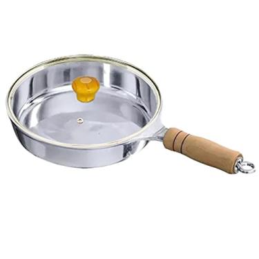 Imagem de Frigideira Alumínio Polido Cabo e Pomel Madeira 24 Cm Tampa De Vidro