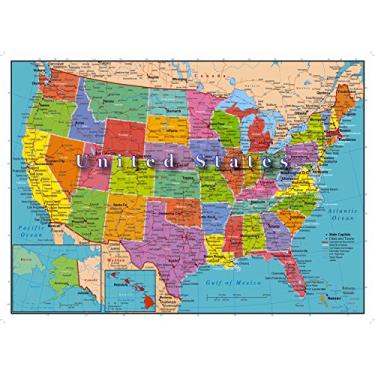 Imagem de United States of America 1000 piece Map Jigsaw Highways Rivers Capitals