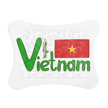 Imagem de Moldura de quebra-cabeça com estampa vermelha e verde da bandeira do Vietnã
