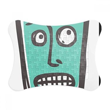 Imagem de Moldura de quebra-cabeça feliz com desenho de rosto abstrato Suprised Enfeite de jogo de quebra-cabeça