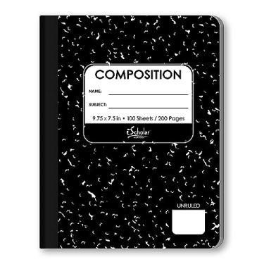 Imagem de iScholar Livro de composição, 100 folhas, sem pauta, 100 folhas, 24 x 19 cm, capa de mármore preto (13100)