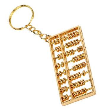 Imagem de Mini Abacus chaveiro chaveiro, chaveiro de metal fofo chaveiro portátil abaco chaveiro pingente ornamento bugiganga dourado