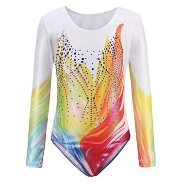 Imagem de SEAUR Collant de ginástica para meninas roupas de dança de manga comprida roupa de dança biketard roupa fitness roupa roupa esportiva body, Amarelo, 10