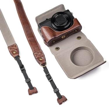 Imagem de CIADAZ Capa protetora para câmera digital, bolsa de couro pu para armazenamento de câmera com alça de ombro removível, compatível com Canon G7X2/G7X3