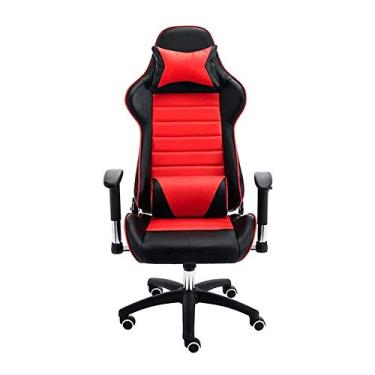 Imagem de Cadeira de jogos de computador, escritório, mesa executiva, ergonômica, corrida, corrida, giratória, couro PU com apoio lombar apoio de cabeça ajustável