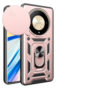 Imagem de Kukoufey Capa compatível com Honor X9a 5G, com capa de lente de câmera deslizante compatível com Honor Magic 5 Lite RMO-NX3 / X9a 5G RMO-NX1 capa rosa
