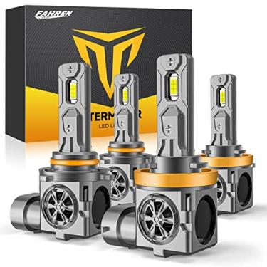 Imagem de Termitor Combo de lâmpadas LED 9005/HB3 H11/H8/H9, brilho insano de 110.000lm, tamanho mini real 1:1, branco 6500K 70.000h longa vida útil com ventiladores de resfriamento, Plug N Play, pacote com 4