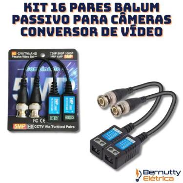 Imagem de kit 16 Pares Balum Passivo Para Câmeras Conversor de Vídeo HD TVI CVI 