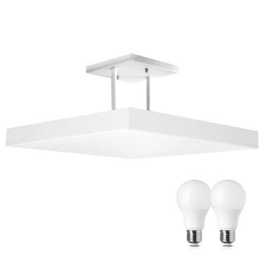 Imagem de Lustre Plafon Pendente Luminária Luz Indireta 40x40 Branco + Lâmpada L