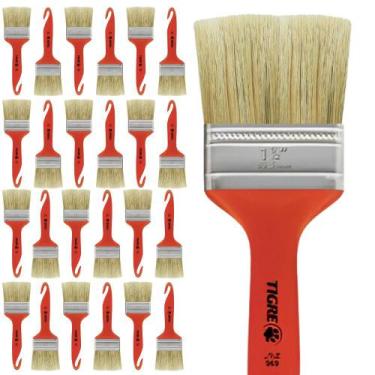 Imagem de Kit 24 Trinchas Pinceis Tigre Porta Móveis Madeira Verniz Cabo Plástic