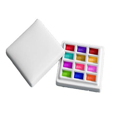 Imagem de Paleta de cerâmica de 12 poços com coberturas paleta de tinta de porcelana bandeja de mistura para pintura guache aquarela artes e artesanato acessórios organizador de cores misturadas