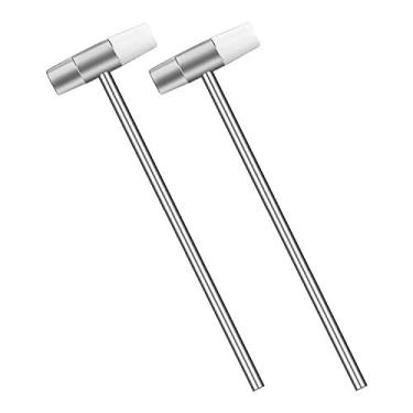 Imagem de 2 peças de martelo pequeno de cabeça dupla para trabalho violento, cabeça de plástico e cabeça de metal, 7 polegadas de comprimento, aderência suave, marreta para joias, minicirmarreta para relógio, sintonização, madeira, brinquedos, artesanato, couro, instrumentos