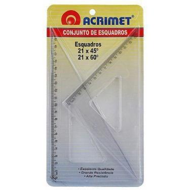 Imagem de Conjunto de Esquadro Acrimet 567.0 escolar de 45 e 60 graus com 21 cm 