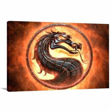 Imagem de Quadro Mortal Kombat Logo decorativo Tela em Tecido - Wall Frame