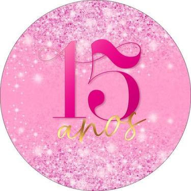 Imagem de Painel De Festa Redondo 1,50x1,50 - 15 Anos Efeito Glitter Pink 314 - 