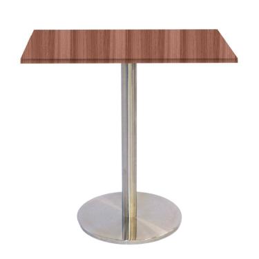 Imagem de Mesa Bistrô Beta 112,50 cm (Alt) Disco Redondo Tampo MDP Quadrado 60 cm (Larg) x 2,50 cm (Alt) Walnut