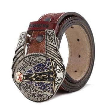 Imagem de Cinto Feminino Estilo Country  Fivela Grande Estampa de Nossa Senhora 