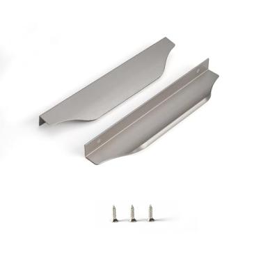 Imagem de sunlithor Puxadores de dedo para armário de cozinha puxadores de gaveta de baixo perfil cômoda banheiro longo armário puxadores de armário alumínio pacote com 6 níquel escovado 20 cm fácil instalação