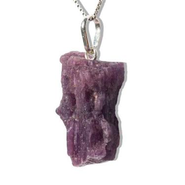 Imagem de Colar Turmalina Rubelita Bruto Natural Pino Prata 950 - CristaisdeCurv