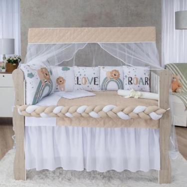 Imagem de Kit Berço Padrão Sublimado Almofadinha 12 Peças Americano Enxoval Comp