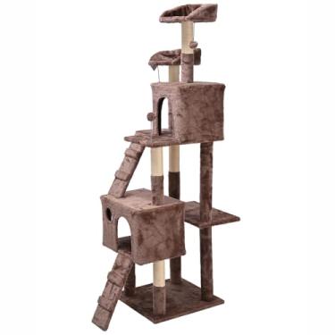 Imagem de Arranhador de gato grande, luxuoso, multifuncional com casas, camas, poleiros, escadas e brinquedos