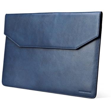 Imagem de Kasper Maison – Capa para laptop de couro italiano – Capa de envelope projetada para computador, notebook, Ultrabook e tablet, Azul, 13 Inch - New Macbook Pro 2016 / 2017