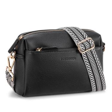 Imagem de Bolsa tiracolo BOSTANTEN para celular pequena com zíper triplo preta