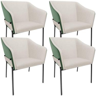 Imagem de Kit 4 Cadeiras Para Sala De Jantar Estar Living Olívia L02 Linho Cru Couríssimo Verde - Lyam Decor