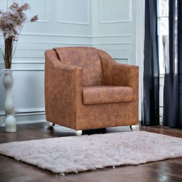 Imagem de Poltrona Mila Corino Cores Pé De Plástico Cromado - Peroba, Corino