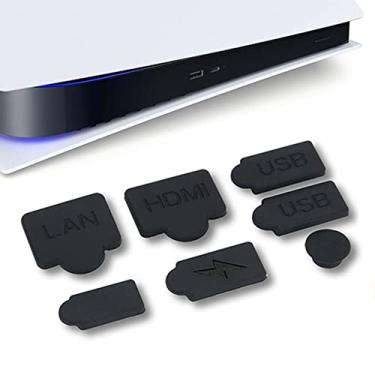 Imagem de WXYINSPAS 7 Peças De Protetores Silicone Contra Poeira Compatíveis Com Console Ps5 Digital E Disc Edition, Interface Usb Hdmi, Tipo A/C, Porta Lan, Protetor À Prova Poeira, Preto (A)
