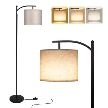 Imagem de HonoDing Luminária De Chão Em Arco 62'', Pé Para Sala Estar Com Interruptor Pé, Luz Leitura, Quarto, Escritório, Jantar, Abajur Bege Ajuste 360° (Preto)
