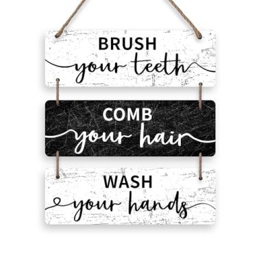 Imagem de 3 peças 10,16 cm x 15,24 cm placas decorativas de lavagem à mão de parede de banheiro - lave suas mãos - para decoração de casa de fazenda para decoração de casa sala de estar cozinha - dado como um