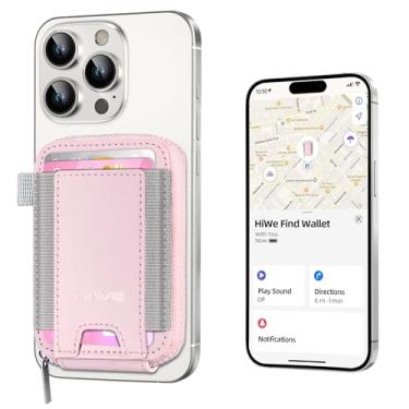 Imagem de Carteira feminina MagSafe, funciona com Apple Find My, carteira magnética para iPhone 16/15/14/13/12, porta-cartão de crédito com zíper, bloqueio RFID, rosa e cinza