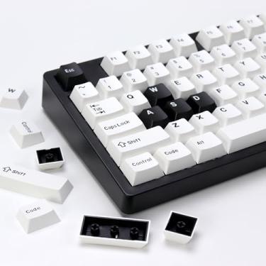 Imagem de KBDiy Conjunto de teclas Bow PBT Double Shot, 174 teclas, branco e preto, teclas personalizadas, 60% de perfil cereja para teclado mecânico 61/64/68/84/87/100/104/108