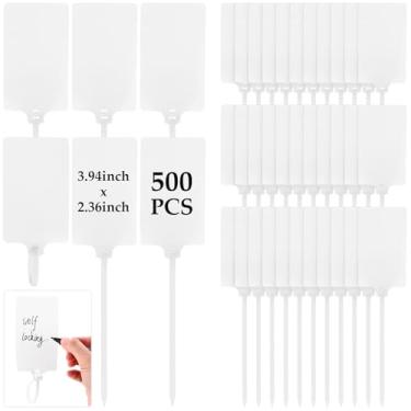 Imagem de Chunful 500 etiquetas de plástico para envio em branco, etiquetas de plástico à prova d'água, etiquetas graváveis com alça de vedação, grande logística, uso logístico, gravata, etiqueta grande, laço