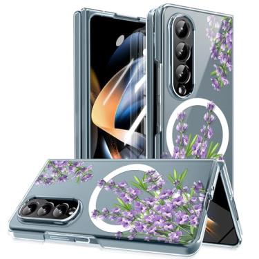 Imagem de MIDIIUGCT Capa magnética para Samsung Galaxy Z Fold 4, anel magnético integrado e carregamento sem fio, capa com absorção de choque para Z Fold 4 [lavanda roxa] MUS-CXDZ-06-06