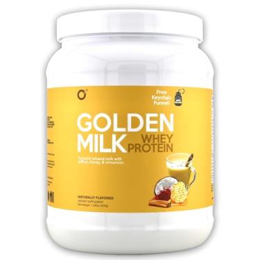 Imagem de ONMYWHEY Golden Milk Whey Protein Powder – Sabor natural com açafrão e açafrão de verdade – Funil de chaveiro grátis dentro (20 porções)