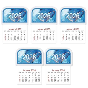 Imagem de Resurhang 5 minicalendários adesivos 2025 2025, calendário de parede pequeno, calendário mensal de 2025, para cartões de visita, caminhão, laptop, geladeira, escritório doméstico (mármore)