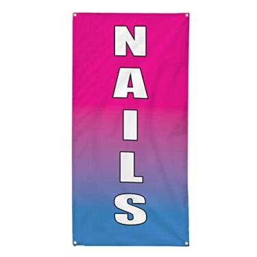 Imagem de Banner vertical de vinil, vários tamanhos, unhas, salão de beleza, negócios, uso ao ar livre, à prova de intempéries, placas de quintal industrial, 4 ilhoses 76 x 30 cm