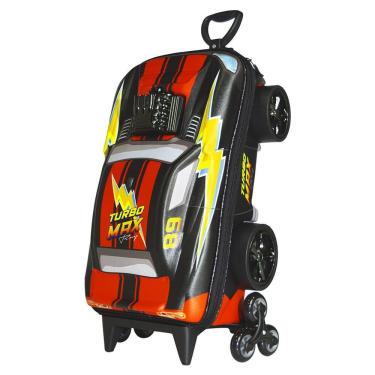 Imagem de Mala Infantil 3+ Escolar Menino Turbo Max 3d Com Rodinhas Tripla Cor Preta