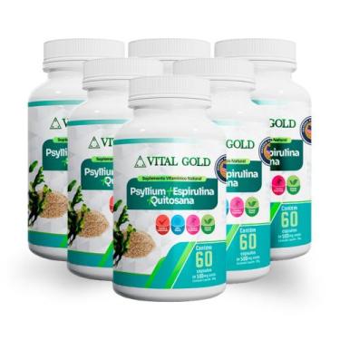 Imagem de PSYLLIUM + ESPIRULINA + QUITOSANA - 500mg (60 Cápsulas) VITAL GOLD, 06