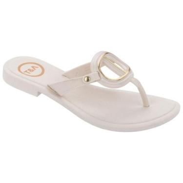 Imagem de Sandalia feminina terra e água rasteira antiderrapante leve, Creme, 37